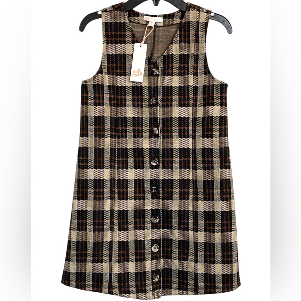 gb Girls Plaid Button-Front Dress – Size M (10/12) – NWT